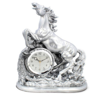 Zegar kominkowy Koń 34cm Z3555S Srebrny